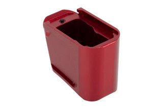 Tyrant Designs Glock G43 Mag Extension Plus 3 features a red anodized finish